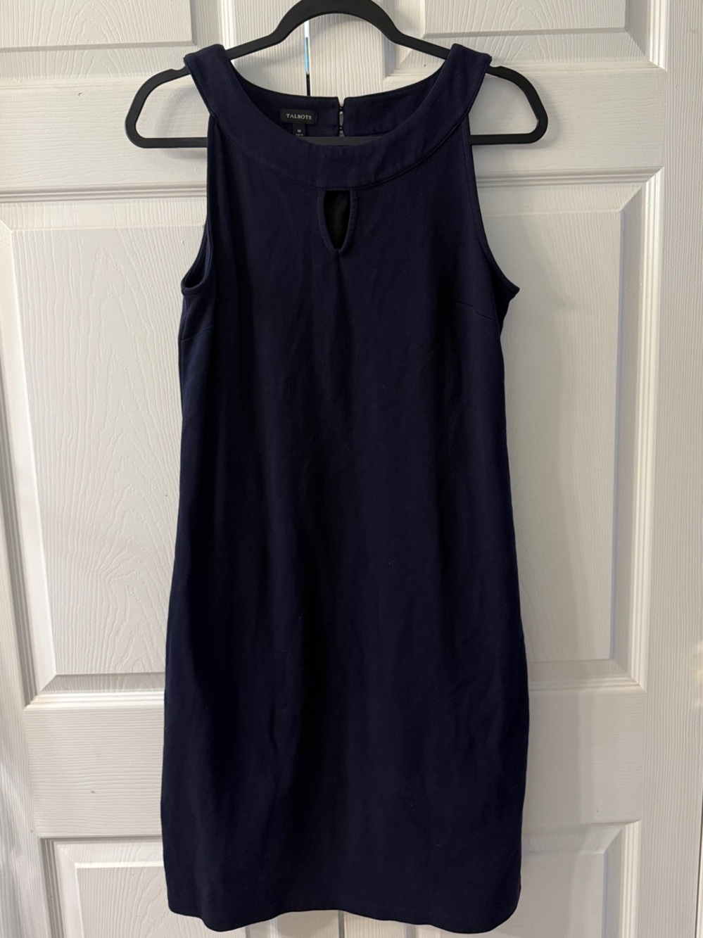 Talbots Navy Sleeveless Keyhole Shift Dress with Scoop Collar